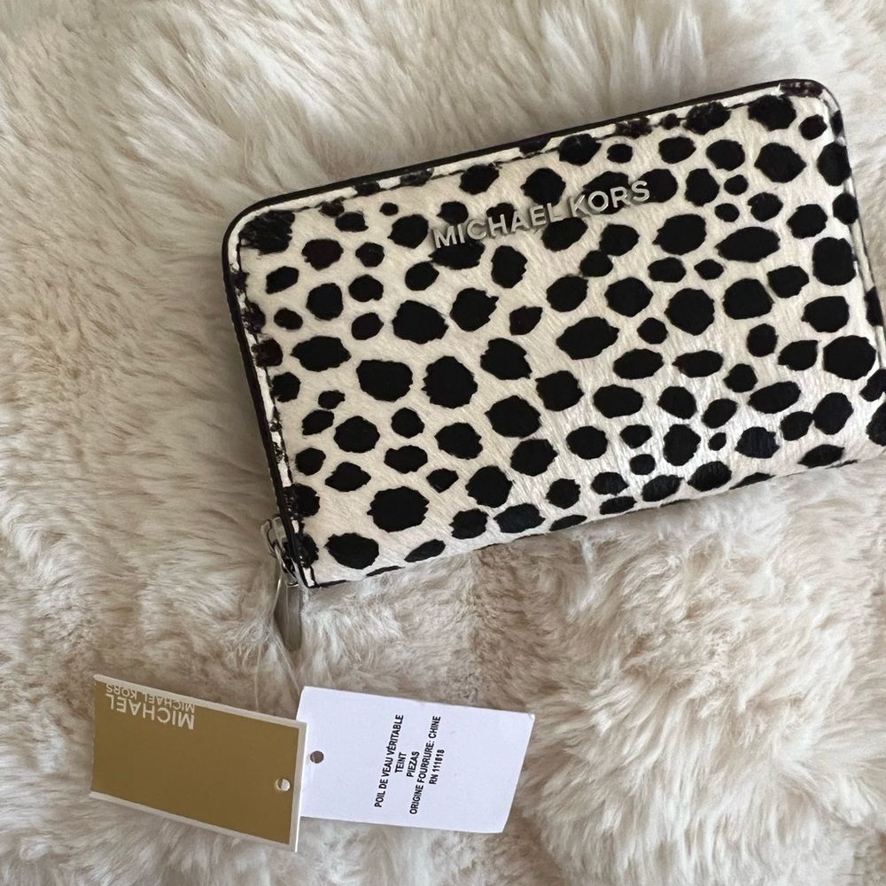 Michael Kors Black and White Dalmatian Print Wallet